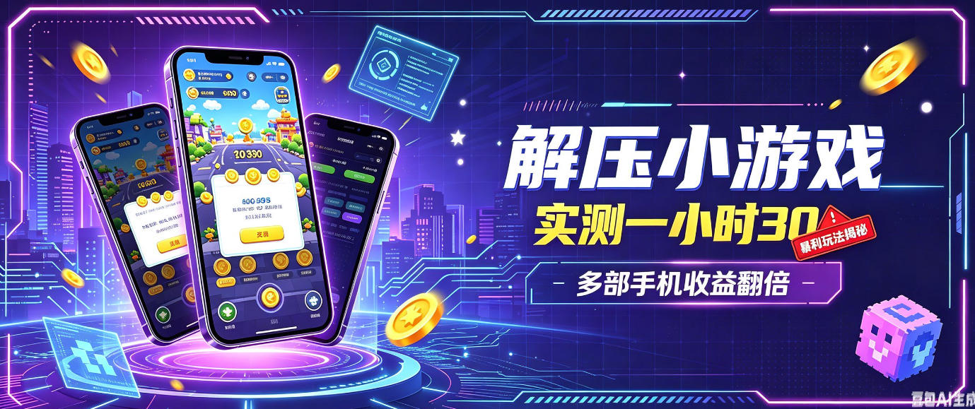 小游戏全流程玩法,实测一小时搞30,简单无脑解压,当天做当天就能看到进账,直接冲就行【揭秘】-源创文化