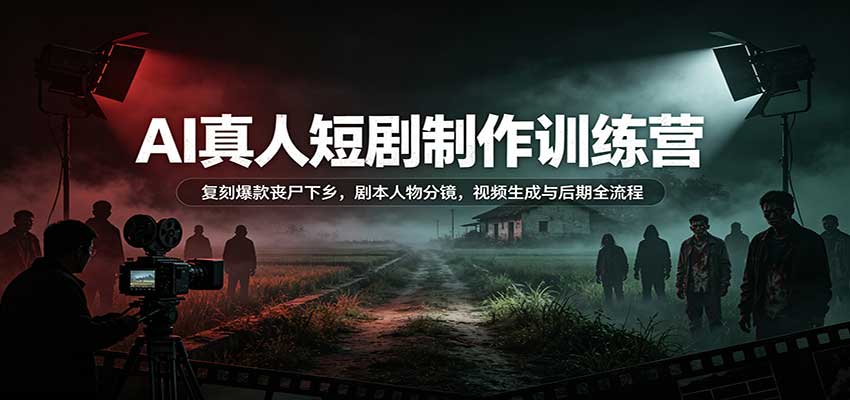 AI真人短剧制作训练营：复刻爆款丧尸下乡，剧本人物分镜，视频生成与后期全流程-源创文化