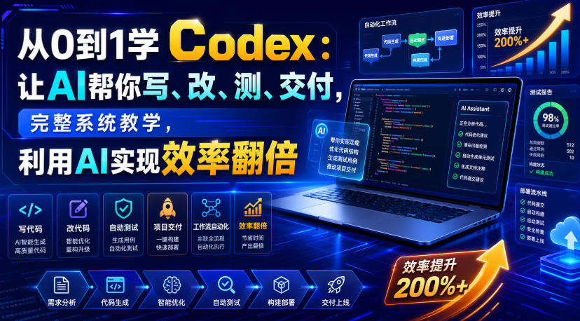 从0到1学Codex:让AI帮你写、改、测、交付,完整系统教学,利用AI实现效率翻倍(更新0918)-源创文化
