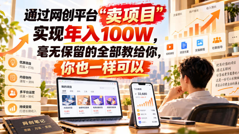 通过网创平台“卖项目”实现年入100W,毫无保留的全部教给你,你也一样可以!【揭秘】-源创文化