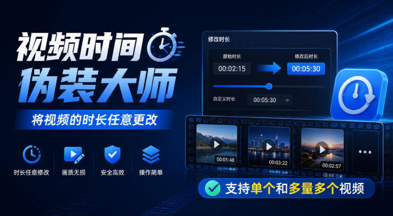 视频时间伪装大师,将视频的时长任意更改,支持单个和多量多个视频-源创文化