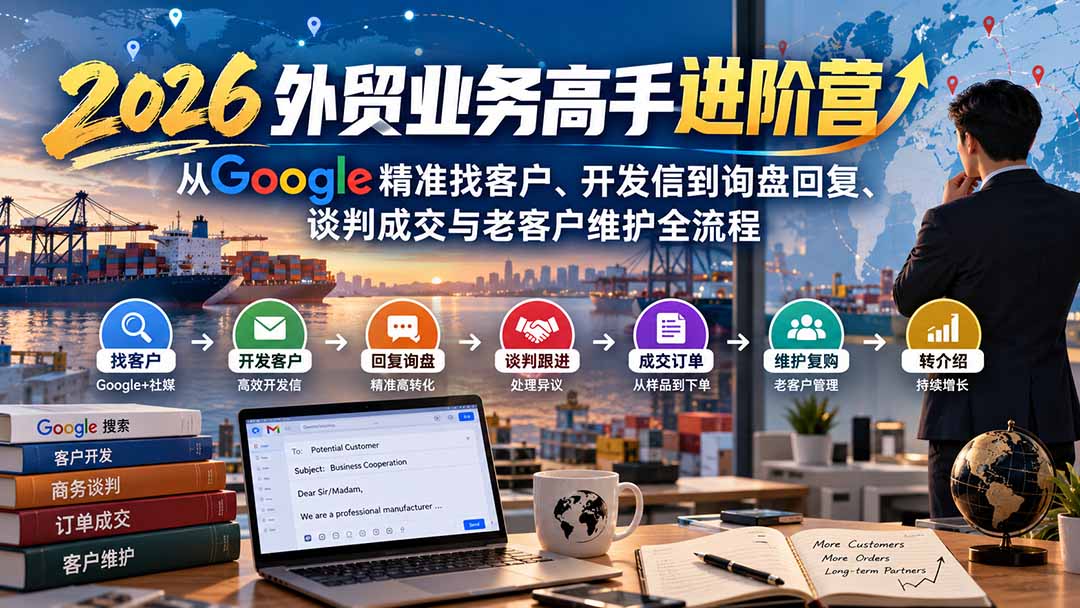2026外贸业务高手进阶营:从Google精准找客户、开发信到询盘回复、谈判成交与老客户维护全流程-源创文化