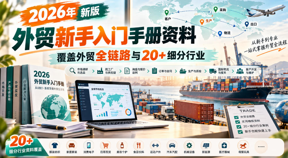 2026年新版外贸新手入门手册资料,覆盖外贸全链路与20+细分行业-源创文化