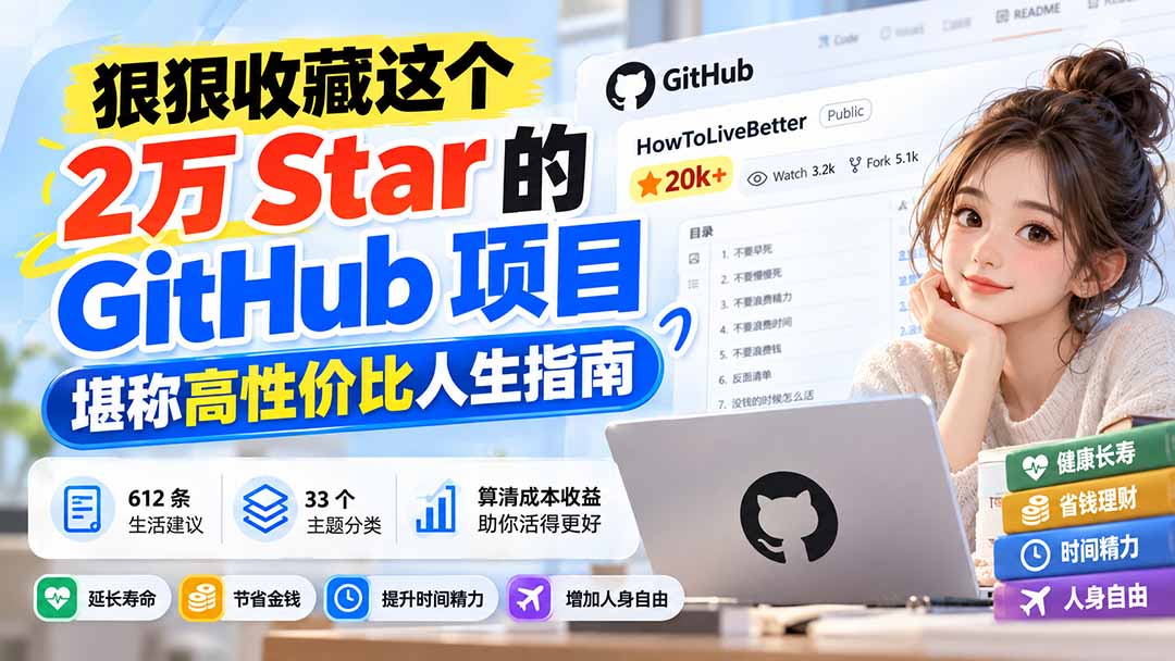 狠狠收藏这个 2 万 Star 的 GitHub 项目,堪称高性价比人生指南。-源创文化
