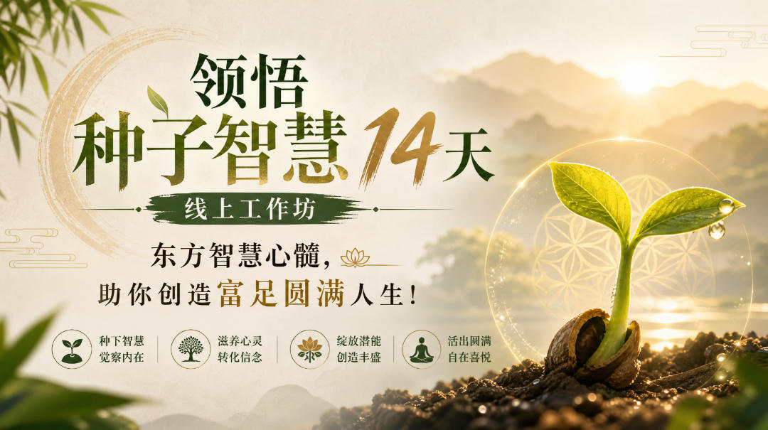鹿大米领悟种子智慧14天线上工作坊,东方智慧心髓,助你创造富足圆满人生!-源创文化