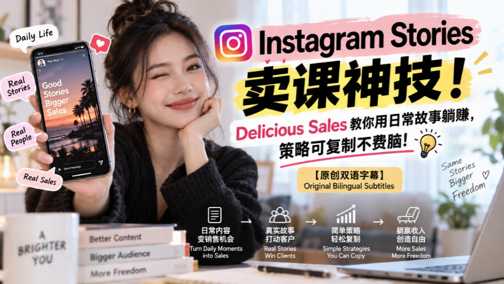 Instagram Stories卖课神技!Delicious Sales教你用日常故事躺賺,策略可复制不费脑!【原创双语字幕】-源创文化