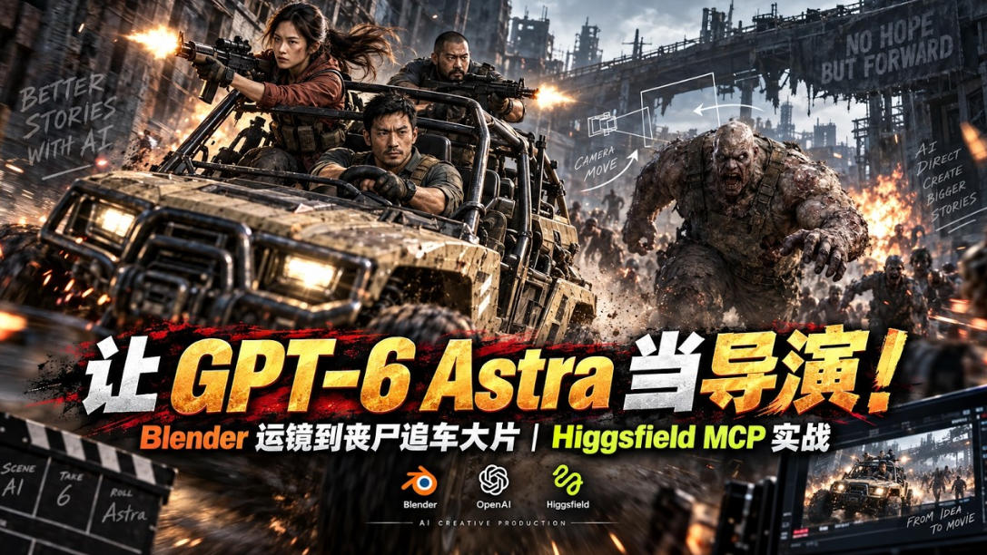 让GPT-6 Astra当导演!Blender运镜到丧尸追车大片|Higgsfield MCP实战-源创文化