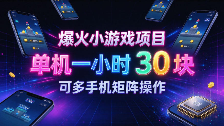 爆火小游戏撸金项目，实测单机一小时30+，可多手机矩阵操作，新手看完一遍就能上手【揭秘】-源创文化