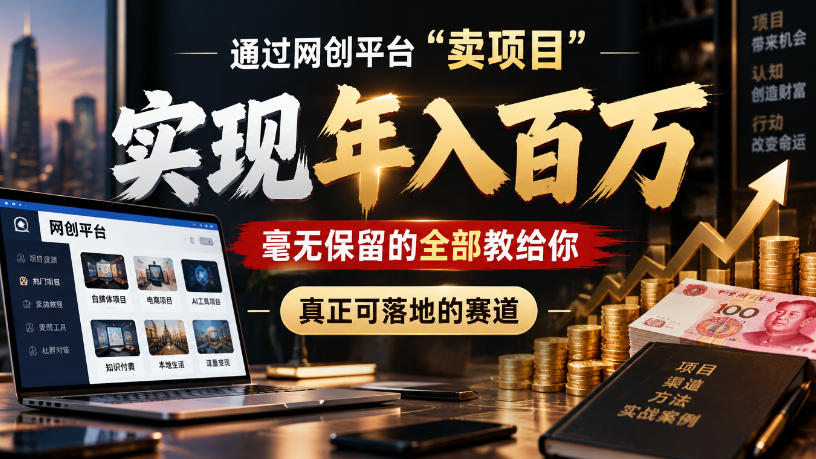 通过网创平台“卖项目”实现年入100w，毫无保留的全部教给你，真正可落地的赛道【揭秘】-源创文化