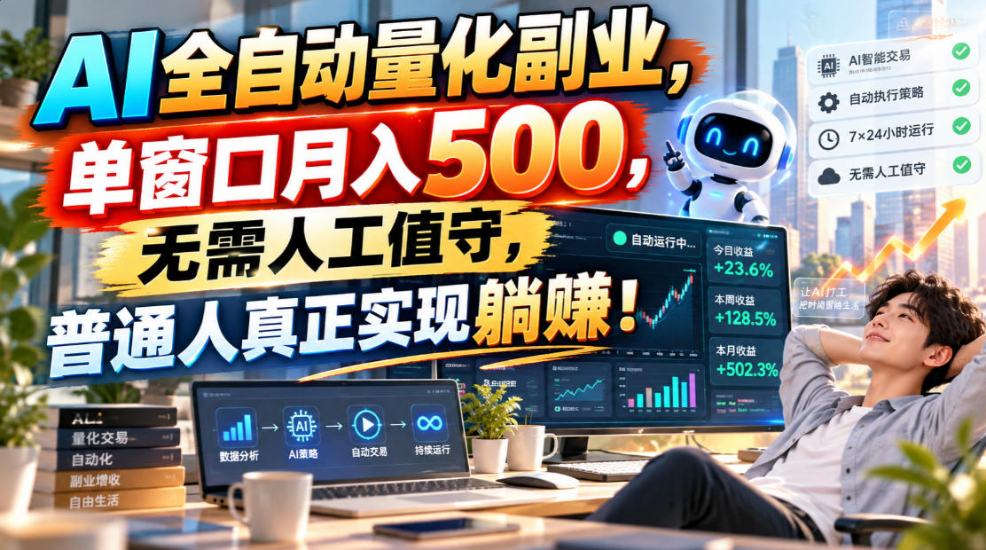 AI全自动量化副业,单窗口月入500,无需人工值守,普通人真正实现躺賺!-源创文化