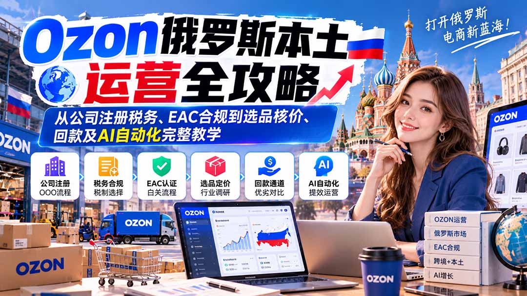 Ozon俄罗斯本土运营全攻略:从公司注册税务、EAC合规到选品核价、回款及AI自动化完整教学-源创文化