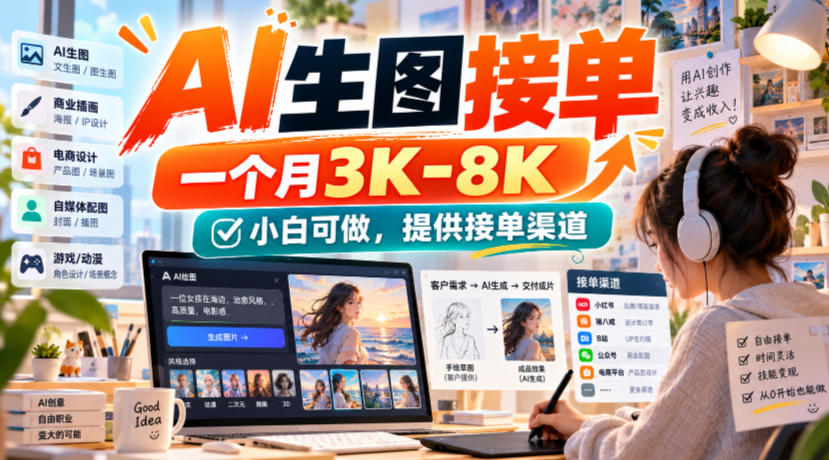 AI生图接单,一个月3K-8K,小白可做,提供接单渠道-源创文化