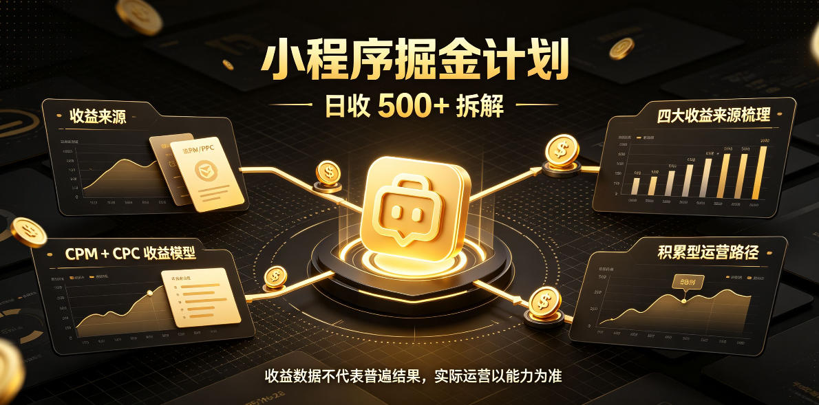 小程序推广计划，日收500+，腾讯官方打款，客户留存率高，收益长期稳定【揭秘】-源创文化