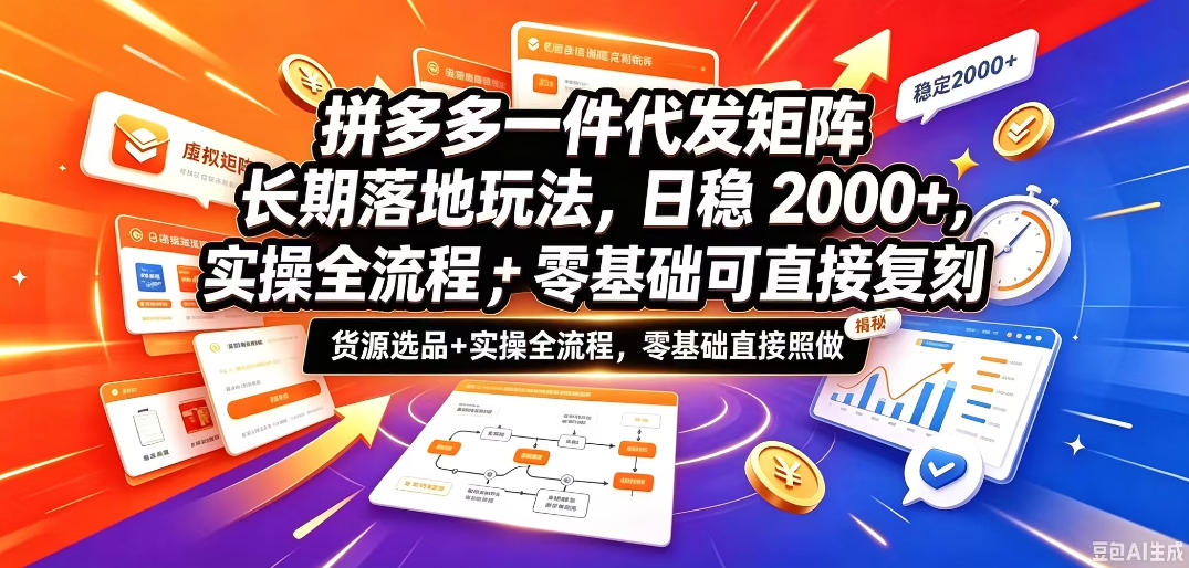 拼多多一件代发矩阵长期落地玩法,日稳入2k+,选品货源+实操全流程,零基础可直接复刻【拆解】-源创文化