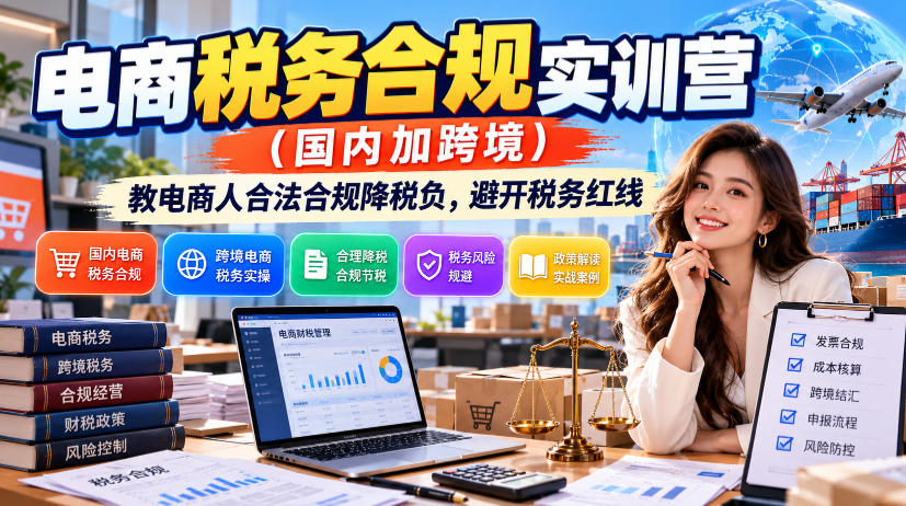 电商税务合规实训营(国内加跨境),教电商人合法合规降税负,避开税务红线-源创文化