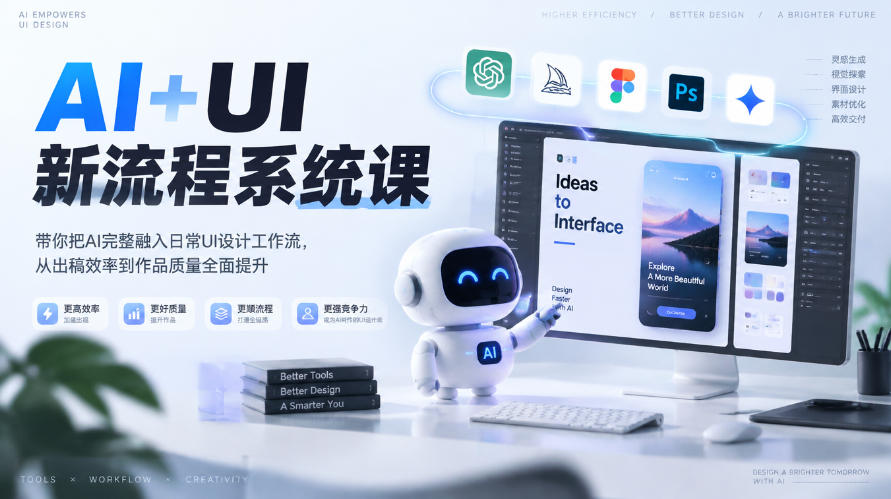 【无水印】AI+UI新流程系统课,带你把AI完整融入日常UI设计工作流,从出稿效率到作品质量全面提升(2026第4期)-源创文化