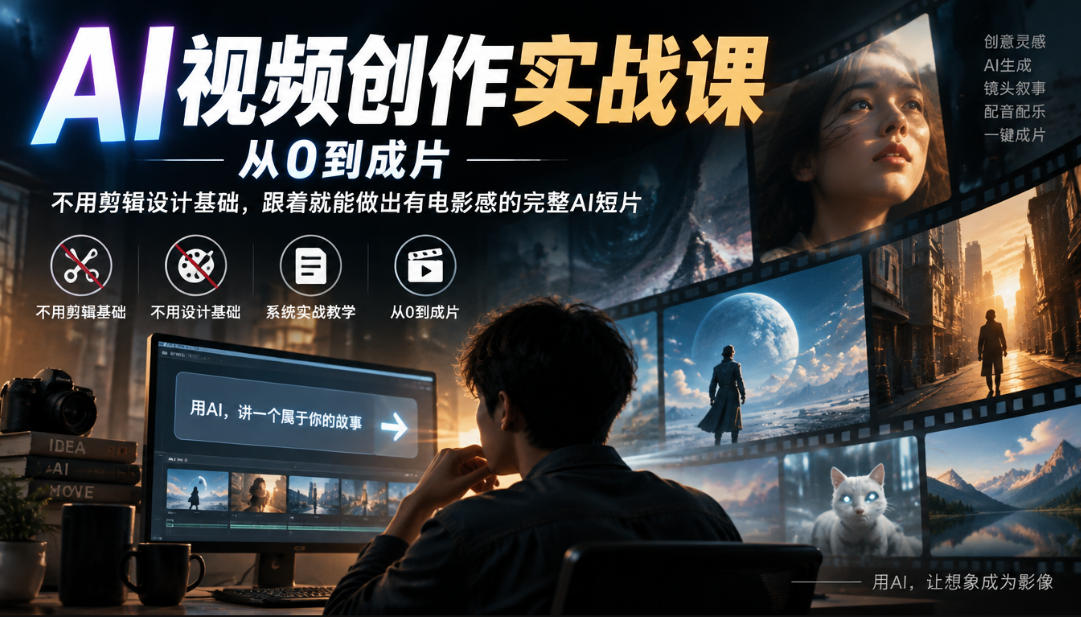 AI视频创作实战课,从0到成片,不用剪辑设计基础,跟着就能做出有电影感的完整AI短片-源创文化