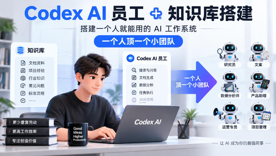 Codex AI员工+知识库搭建,搭建一个人就能用的AI工作系统,一个人顶一个小团队-源创文化
