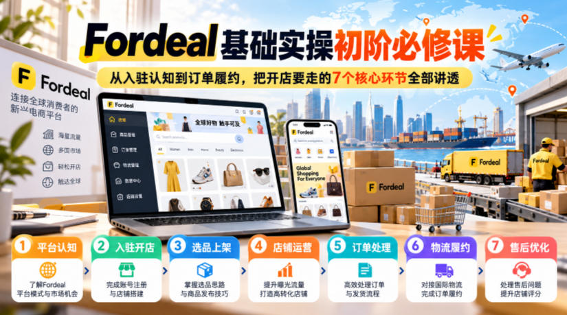 Fordeal基础实操初阶必修课,从入驻认知到订单履约,把开店要走的7个核心环节全部讲透-源创文化
