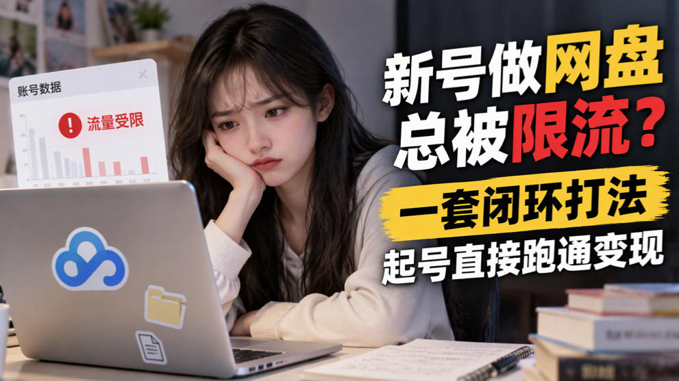 新号做网盘总被限流？一套闭环打法，起号直接跑通变现-源创文化
