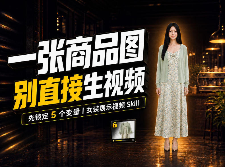 女装AI视频总翻车?问题不在提示词,女装展示视频Skill先锁定5个变量!-源创文化