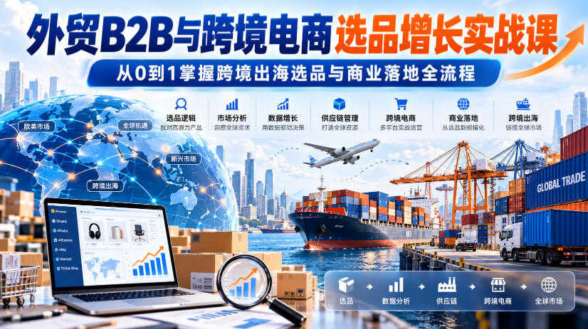 外贸B2B与跨境电商选品增长实战课,从0到1掌握跨境出海选品与商业落地全流程-源创文化