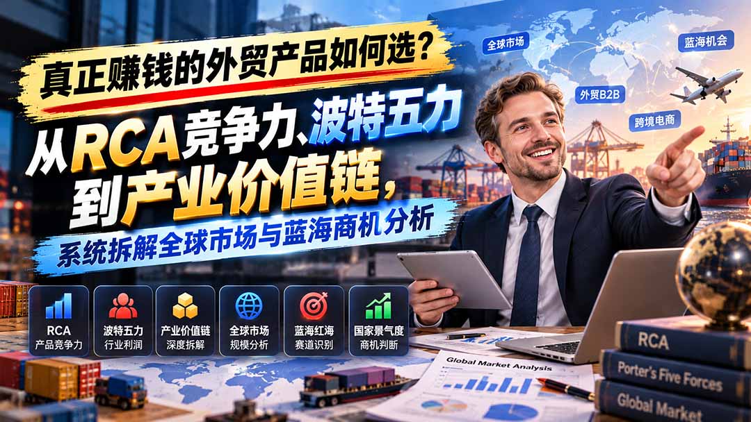 真正赚钱的外贸B2B产品如何选?从RCA竞争力、波特五力到产业价值链,系统拆解全球市场与蓝海商机分析-源创文化