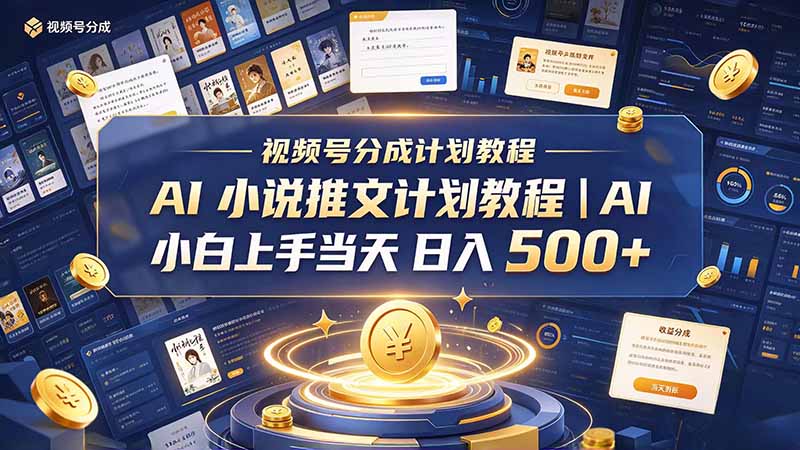 最新视频号分成计划教程|AI 小说推文,小白上手当天日入 500+-源创文化