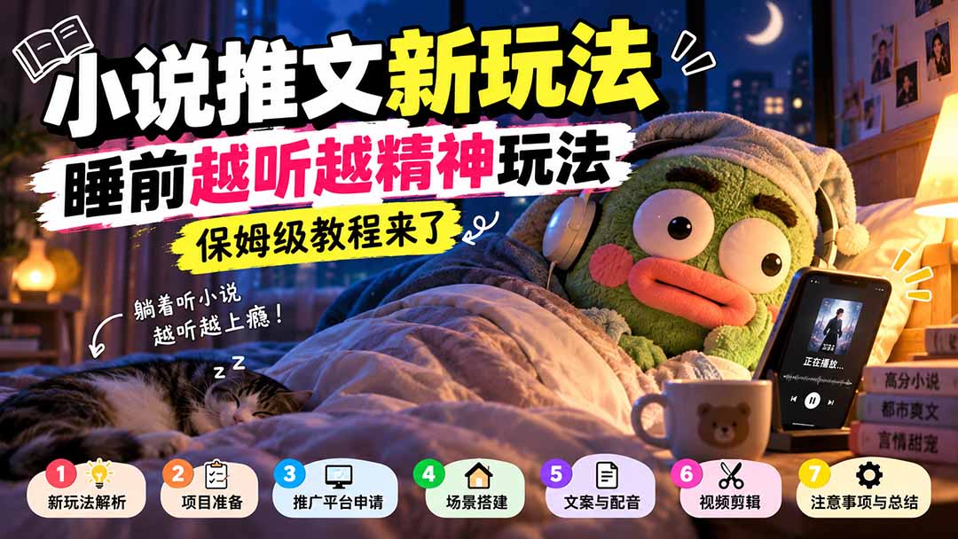 小说推文新玩法,睡前越听越精神玩法,保姆级教程来了-源创文化