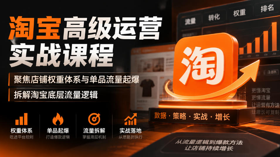 淘宝高级运营实战课程,聚焦店铺权重体系与单品流量起爆,拆解淘宝底层流量逻辑-源创文化