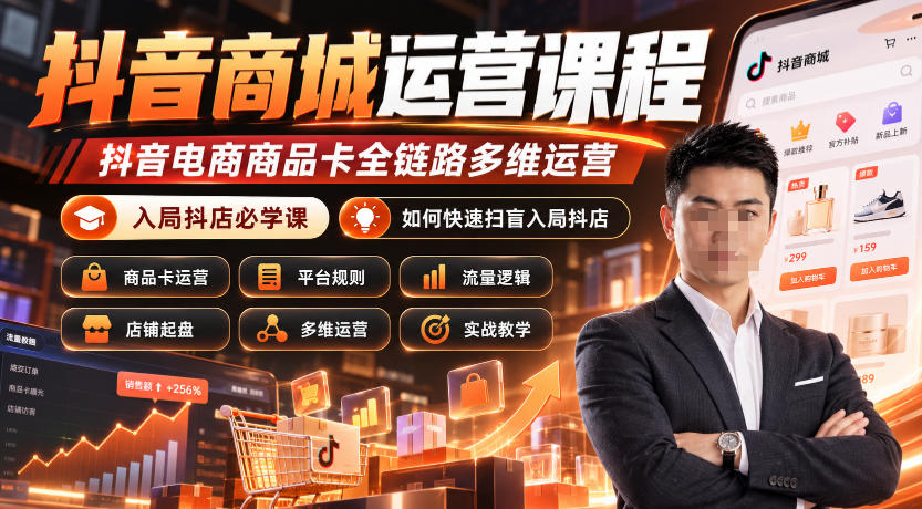抖音商城运营课程，抖音电商商品卡全链路多维运营，入局抖店必学课， 如何快速扫盲入局抖店(更新1017)-源创文化