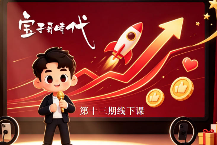 宝子哥抖音直播第13期VIP线下课9月5-6日，26年最值得看的直播课程，快速突破直播间流量瓶颈，打造高效起号闭环-源创文化