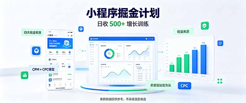 一部手机日入500+，微信小程序掘金计划，四种收入来源，长期稳定可靠-源创文化