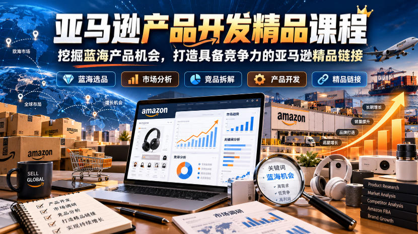 亚马逊产品开发精品课程,挖掘蓝海产品机会,打造具备竞争力的亚马逊精品链接-源创文化
