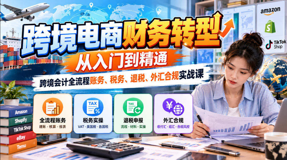 跨境电商财务转型:从入门到精通|跨境会计全流程账务、税务、退税、外汇合规实战课-源创文化