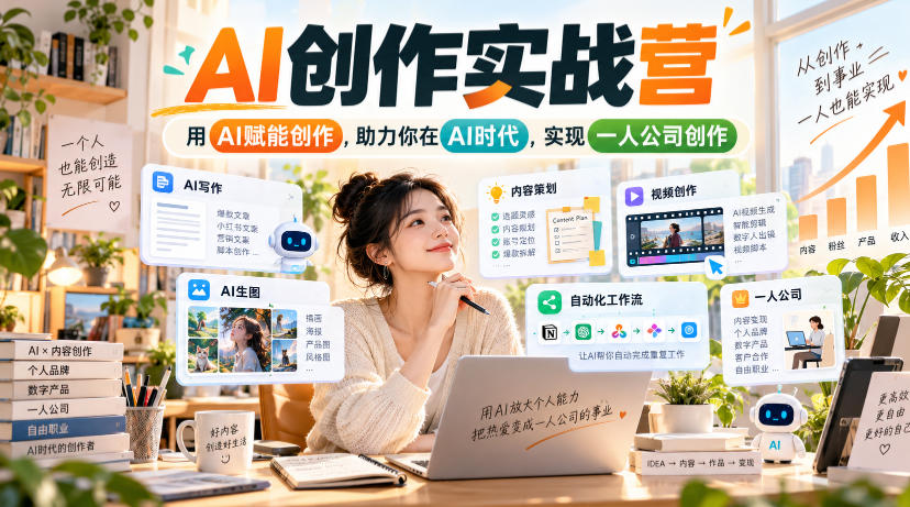 AI创作实战营,用AI赋能创作,助力你在AI时代,实现一人公司创作(更新)-源创文化