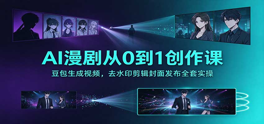 AI漫剧从0到1创作课：豆包生成视频，去水印剪辑封面发布全套实操-源创文化