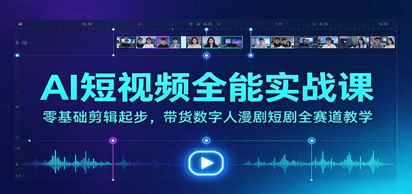 AI短视频全能实战课：零基础剪辑起步，带货数字人漫剧短剧全赛道教学-源创文化
