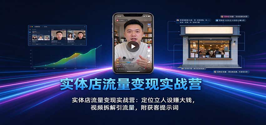 实体店流量变现实战营:定位立人设赚大钱,视频拆解引流量,附获客提示词-源创文化