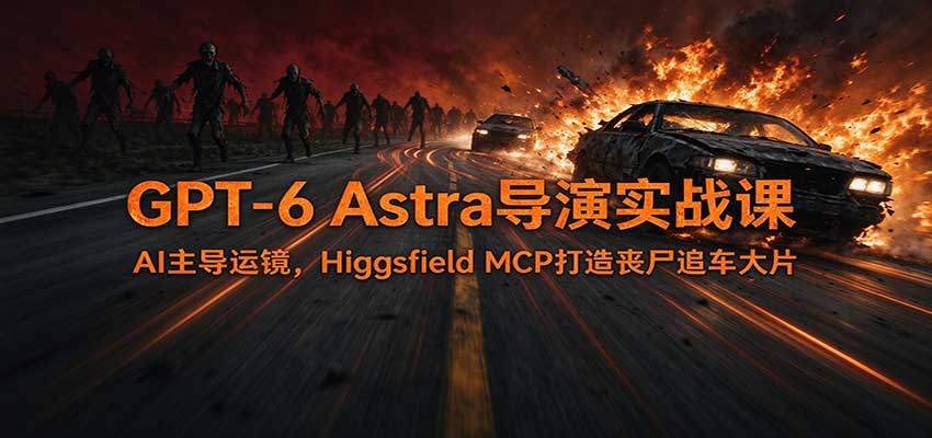 GPT-6 Astra导演实战课:AI主导运镜,Higgsfield MCP打造丧尸追车大片-源创文化