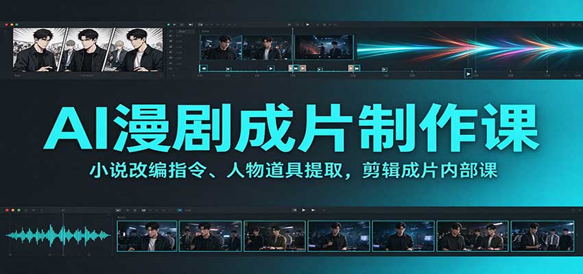 AI漫剧成片制作课:小说改编指令、人物道具提取,剪辑成片全流程-源创文化