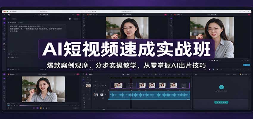 AI短视频速成实战班:爆款案例观摩、分步实操教学,从零掌握AI出片技巧-源创文化