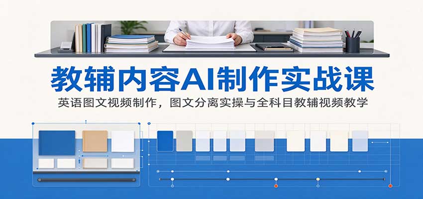AI制作教辅内容实战课:英语图文视频制作,图文分离实操与全科目教辅视频教学-源创文化