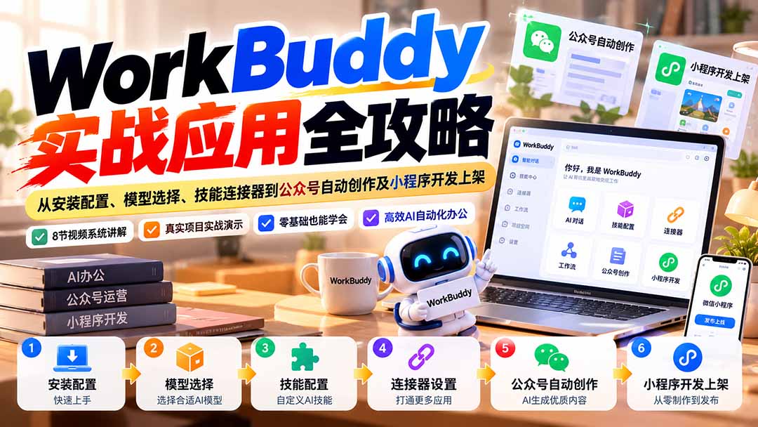 WorkBuddy 实战应用全攻略:从安装配置、模型选择、技能连接器到公众号自动创作及小程序开发上架-源创文化