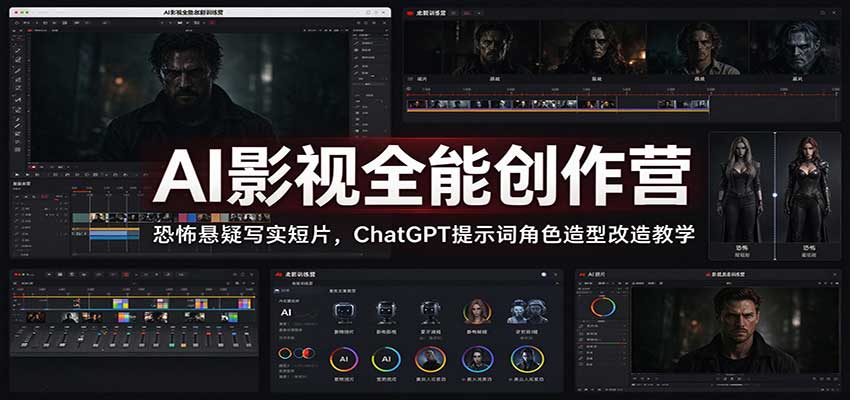 AI影视全能创作营：恐怖悬疑写实短片，ChatGPT提示词角色造型改造教学-源创文化