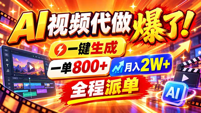 2026年底新赛道,AI视频代做一单800+,小白可做,告别打工-源创文化