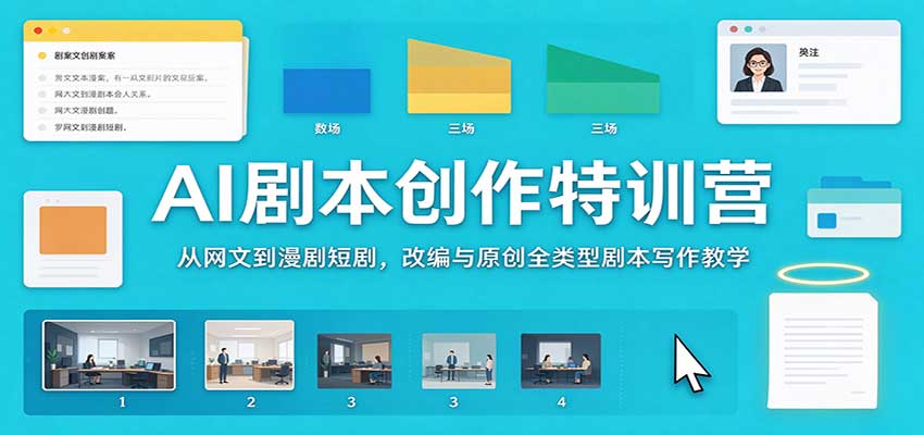 AI剧本创作特训营:从网文到漫剧短剧,改编与原创全类型剧本写作教学-源创文化