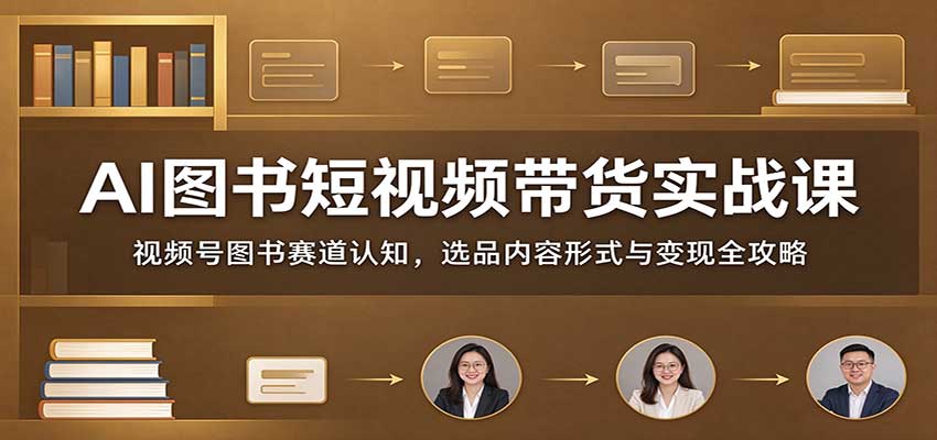 AI图书短视频带货实战课:视频号图书赛道认知,选品内容形式与变现全攻略-源创文化