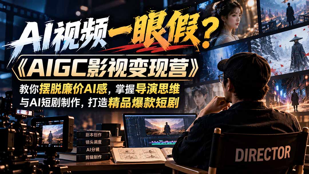 【无水印】AI视频一眼假？《AIGC影视变现营》教你摆脱廉价AI感，掌握导演思维与AI短剧制作，打造精品爆款短剧-源创文化