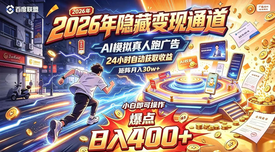 2026年别死磕自媒体，隐藏变现通道，AI模拟真人自动跑广告，小白即可操作，日入400+，矩阵月入可达到30w+【揭秘】-源创文化